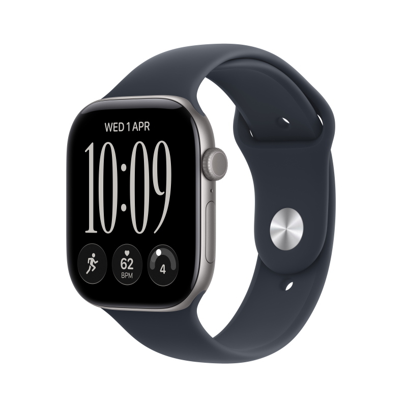Apple watch series 12 gps + cellular 42mm space grey aluminium case with navy blue sport band - s/m