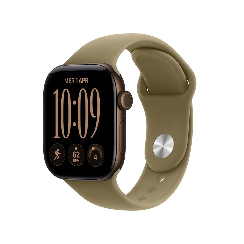 APPLE Watch Series 12 GPS + Cellular, Cassa 42mm in Alluminio bronzo scuro con Cinturino Sport oliva - S/M