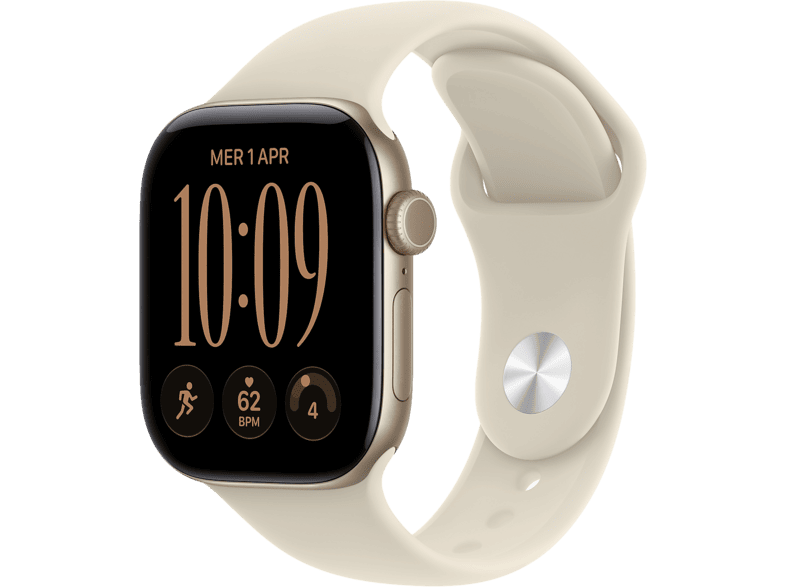 APPLE Watch Series 12 GPS + Cellular, Cassa 42mm in Alluminio Oro Chiaro con Cinturino Sport sabbia - S/M