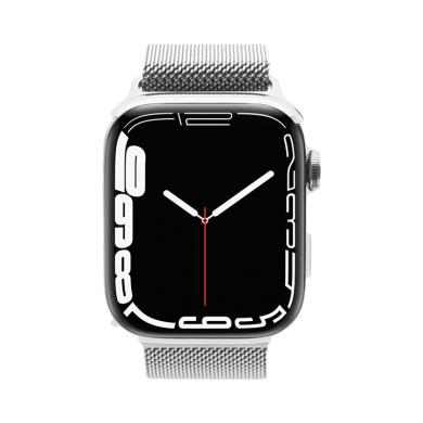 Apple Watch Series 7 GPS + Cellular 45mm Acciaio inossidabile argento Cinturino in maglia milanese argento - Ricondizionato - ottimo - Grade A