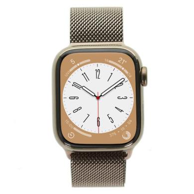 Apple Watch Series 8 GPS + Cellular 41mm Acciaio inossidabile oro Cinturino in maglia milanese oro - Ricondizionato - ottimo - Grade A