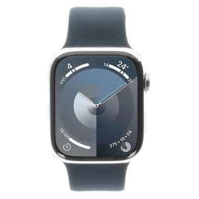 Apple Watch Series 9 GPS + Cellular 45mm Acciaio inossidabile argento Cinturino Sport blu tempesta M/L - Ricondizionato - buono - Grade B