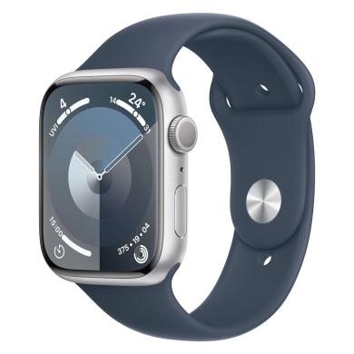 Apple Watch Series 9 GPS + Cellular 45mm Alluminio argento Cinturino Sport blu tempesta S/M - Ricondizionato - ottimo - Grade A