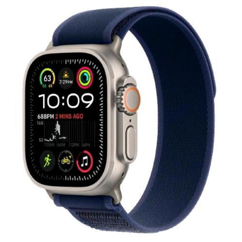 Apple watch ultra 2 gps + cellular 4g 49mm cassa in titanio naturale cinturino trail loop blu - m/l