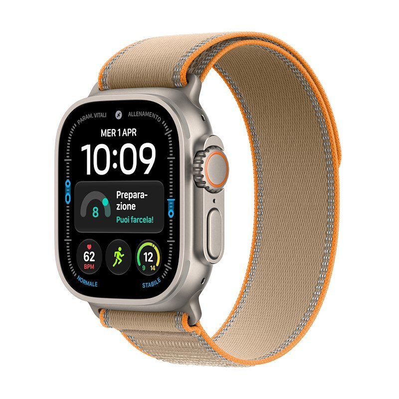 APPLE Watch Ultra 4 GPS + Cellular, cassa in Titanio Naturale da (49 mm) con Trail Loop color sabbia - M/L