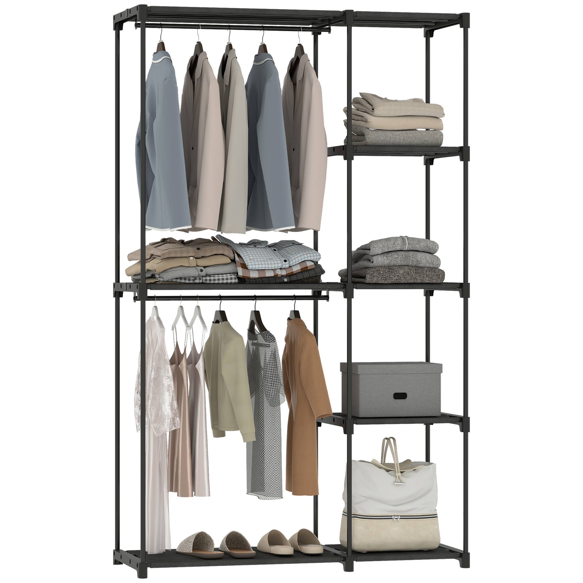 Armadio contenitore HOMCOM, armadio in tessuto, guardaroba per camera da letto, armadio per vestiti con asta appendiabiti e ripiani, per guardaroba, camera da letto, cabina armadio, 111x43x185 cm,
