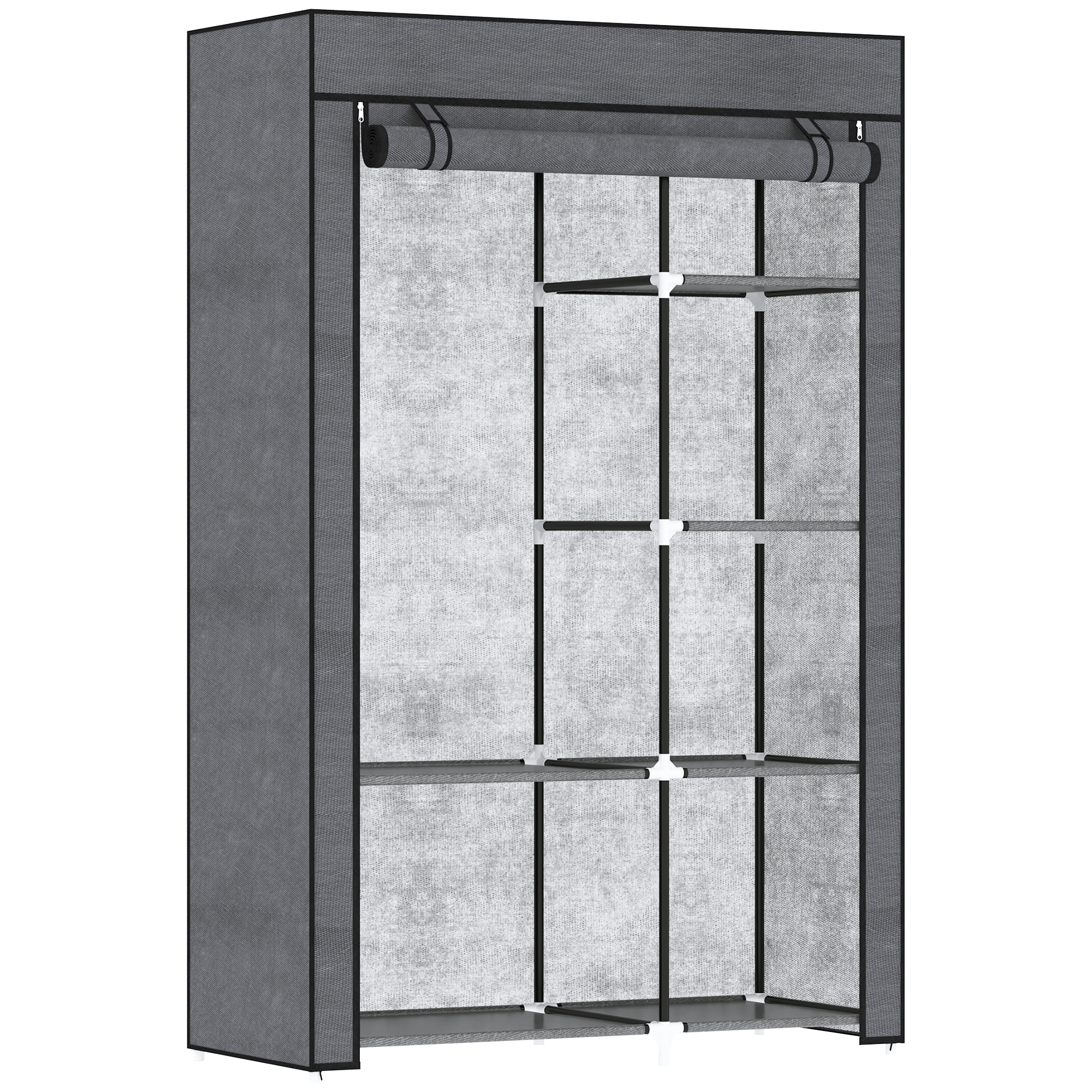 Armadio multiuso HOMCOM - dim. ridotte 103W x 43P x 162,5H cm - acciaio nero, tessuto non tessuto grigio scuro