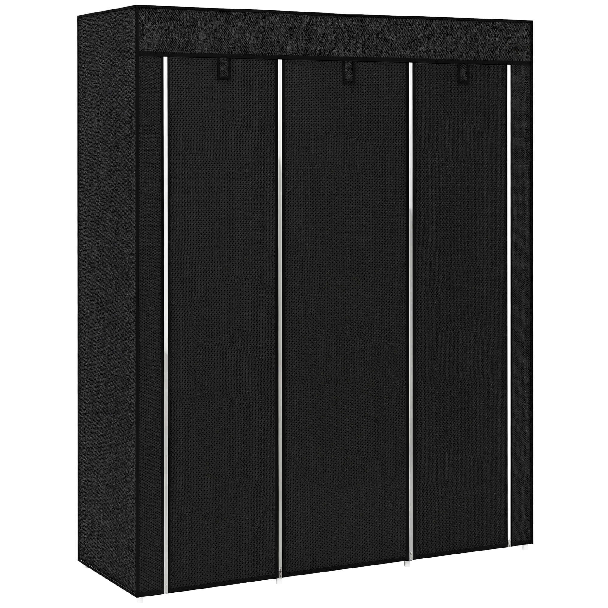 Armadio multiuso HOMCOM - dim. ridotte 125L x 43W x 162,5H cm – acciaio nero, tessuto non tessuto nero