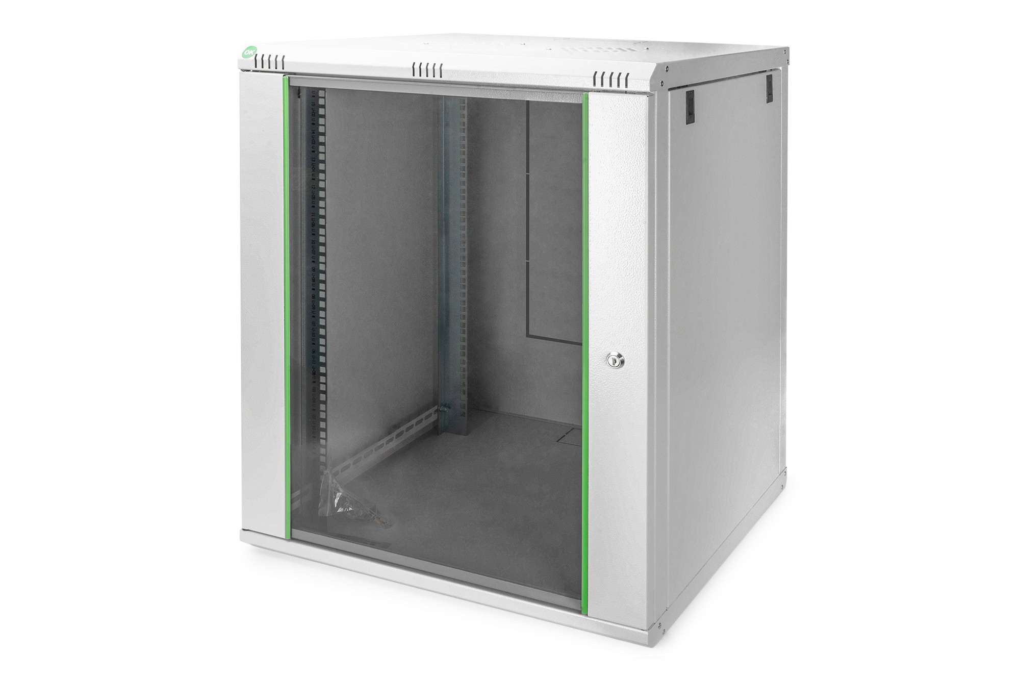 Armadio Rack 19 16 Unita Da Muro (A)816 X (L)600 X Profondita 600 Mm. Colore Grigio Porta Vetro