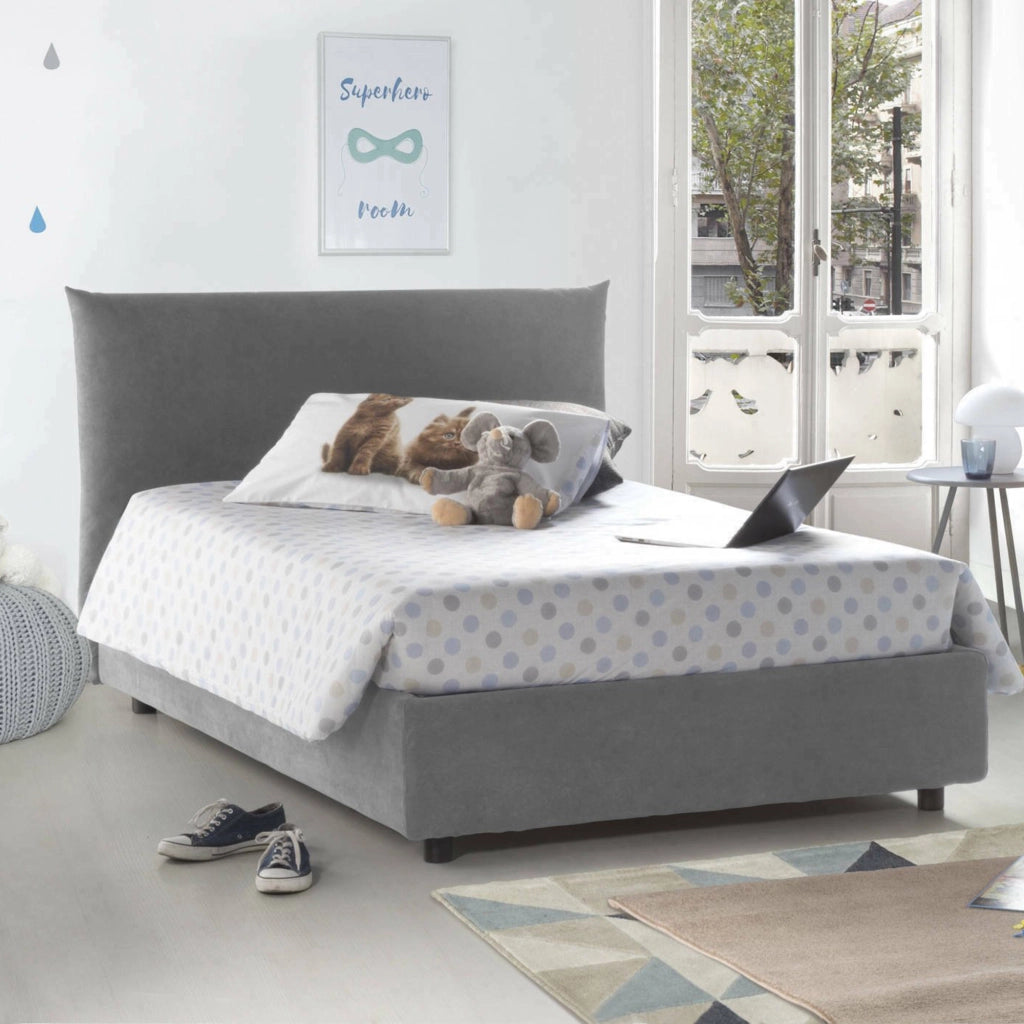 Arpaise, Letto Piazza e Mezza Materasso Incluso Made in Italy, Grigio
