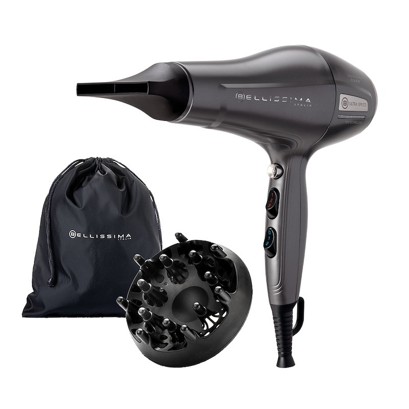 ASCIUGACAPELLI BELLISSIMA AIR SPEED, Potenza 2200 W, Tipo di motore AC motor, Livelli temperatura 3, Tecnologia a ioni, Attacco diffusore