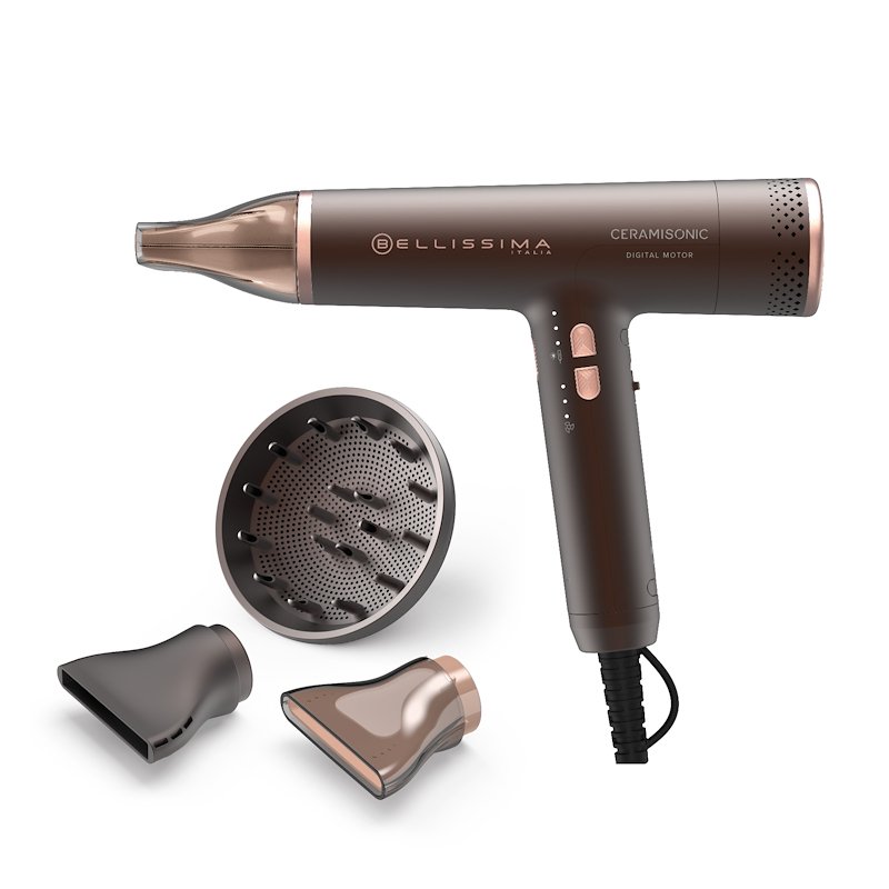 ASCIUGACAPELLI BELLISSIMA CERAMISONIC, Potenza 1700 W, Livelli di temperatura 3, Tecnologia a ioni, Attacco diffusore