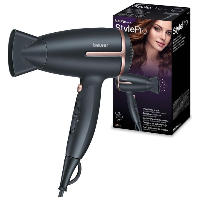 ASCIUGACAPELLI BEURER HC 25, Potenza 1600 W, Tipo di motore DC motor, Livelli temperatura 2, Tecnologia a ioni