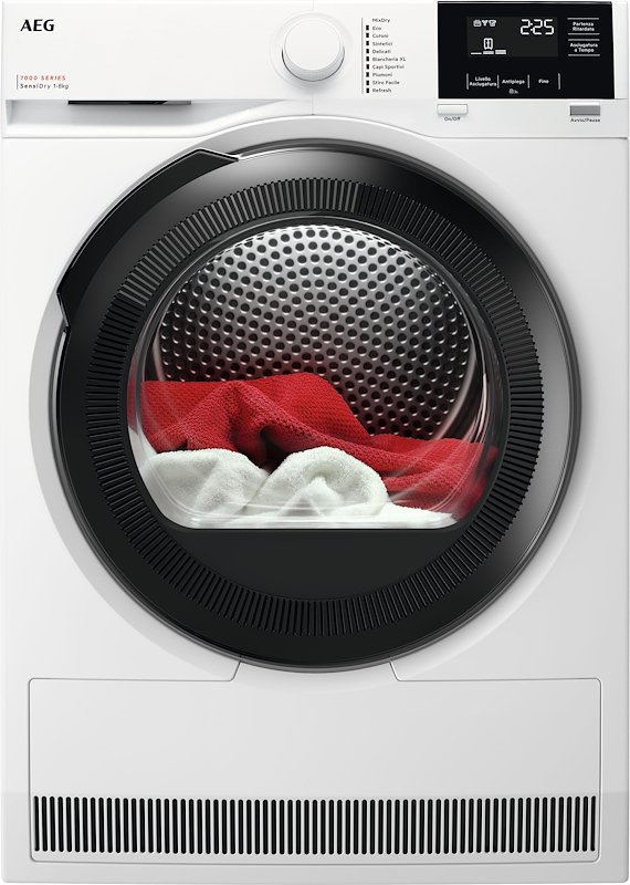 Asciugatrice AEG TR7HG8C, a pompa di calore, 8 kg, profondità 63,8 cm, funzione refresh MixDry, Eco, Stiro facile, Classe C