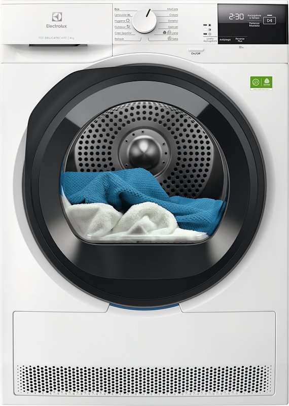 Asciugatrice ELECTROLUX EW7H28B, a pompa di calore, 8 Kg, profondità 63,6 cm, Filtro EasyClean, SensiCare, Classe B