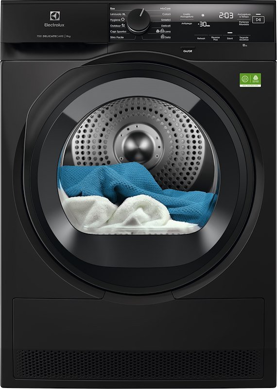 ASCIUGATRICE ELECTROLUX EW7H49B A pompa di calore, 9 kg, profondità 63,6 cm, 63 dB(A), Nero, Classe C