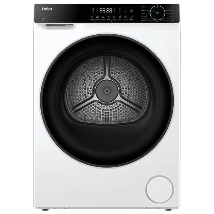 ASCIUGATRICE HAIER HD120-E357U1-IT A pompa di calore, 12 kg, profondità 69 cm, 64 dB(A), Bianco, Nero, Classe E