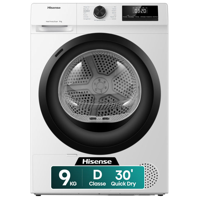 Asciugatrice Hisense 9 Kg Classe D Pompa Di Calore Dhqe900uwdc