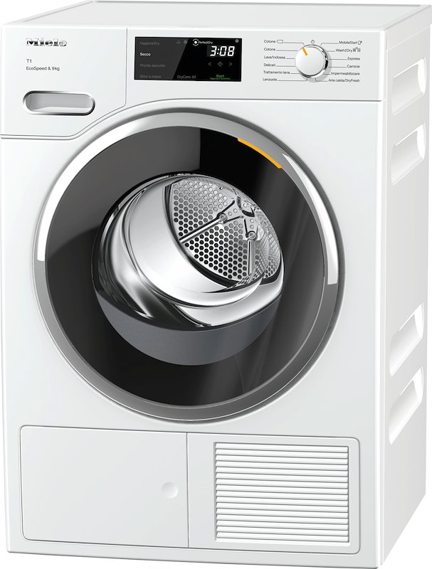 ASCIUGATRICE MIELE TWH 780 WP XL A pompa di calore, 9 kg, profondità 64,3 cm, 62 dB(A), Bianco - Oblò Nero, Classe C