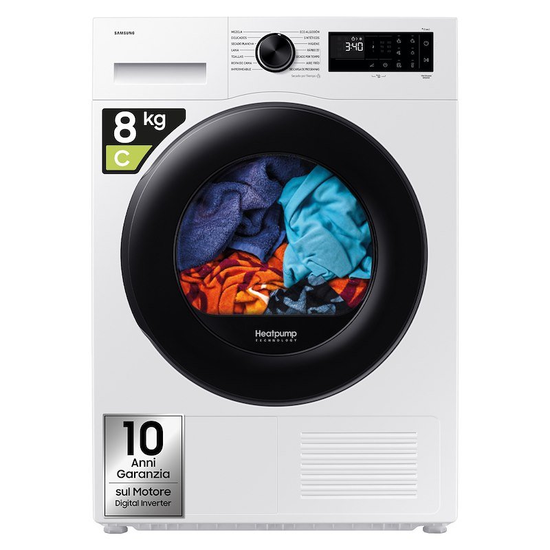 ASCIUGATRICE SAMSUNG DV80DG52B0AEET Condensazione, 8 kg, profondità 60 cm, 64 dB(A), Bianco, Classe C