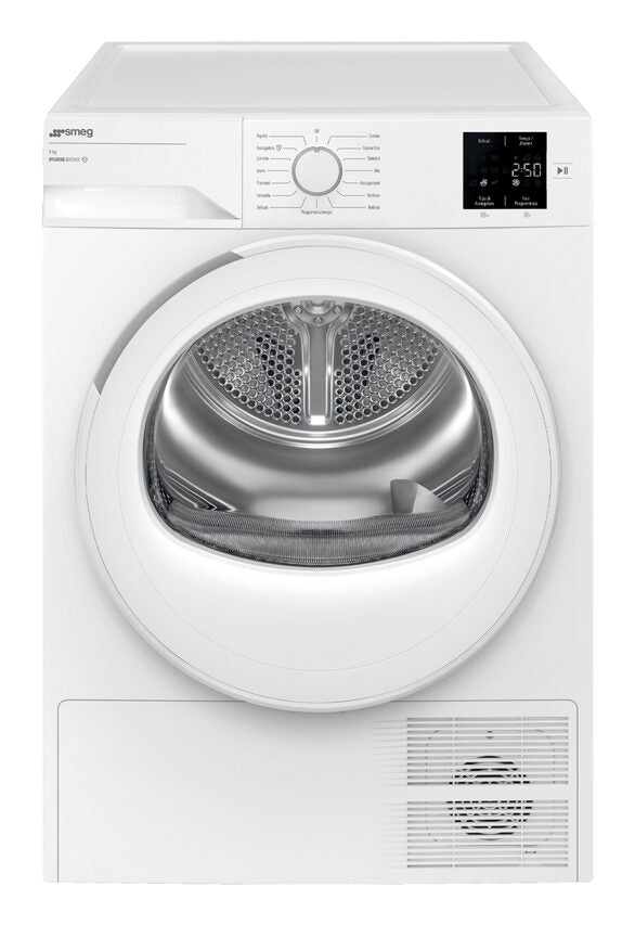 ASCIUGATRICE SMEG DR09EE A pompa di calore, 9 kg, profondità 60,8 cm, 64 dB(A), Bianco, Classe E