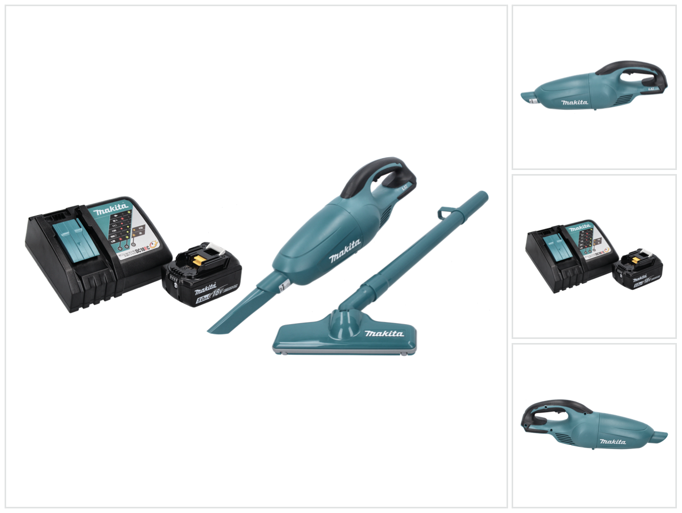 Aspiratore A Batteria Makita Dcl 180 Rt1 18 V Verde + 1x Batteria 5,0 Ah + Caricabatterie Aspiratore A Batteria Makita Dcl 180 Rt1 18 V Verde + 1x Batteria 5,0 Ah + Caricabatterie