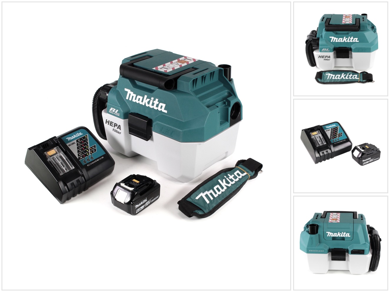 Aspiratore A Batteria Makita Dvc 750 Lrg1x3 18 V Portatile + 1x Batteria 6,0 Ah E Caricatore - Senza Accessori
