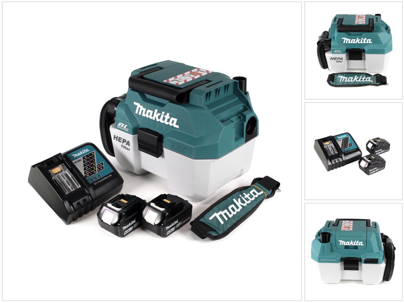 Aspiratore A Batteria Makita Dvc 750 Lrgx3 18 V Portatile + 2 Batterie 6,0 Ah E Caricabatterie - Senza Accessori