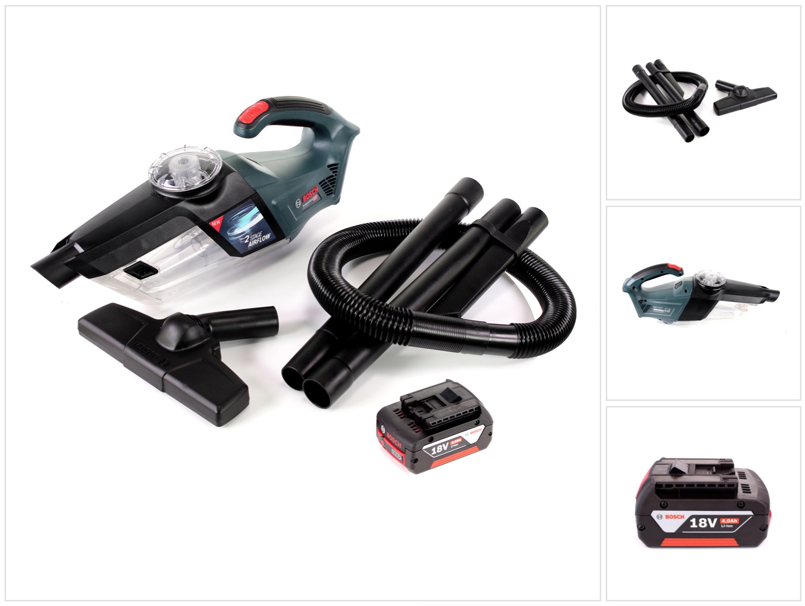 Aspiratore Portatile A Batteria Bosch Gas 18v-1 Professional Li-ion + 1x Batteria Gba 4,0 Ah, Senza Caricabatterie