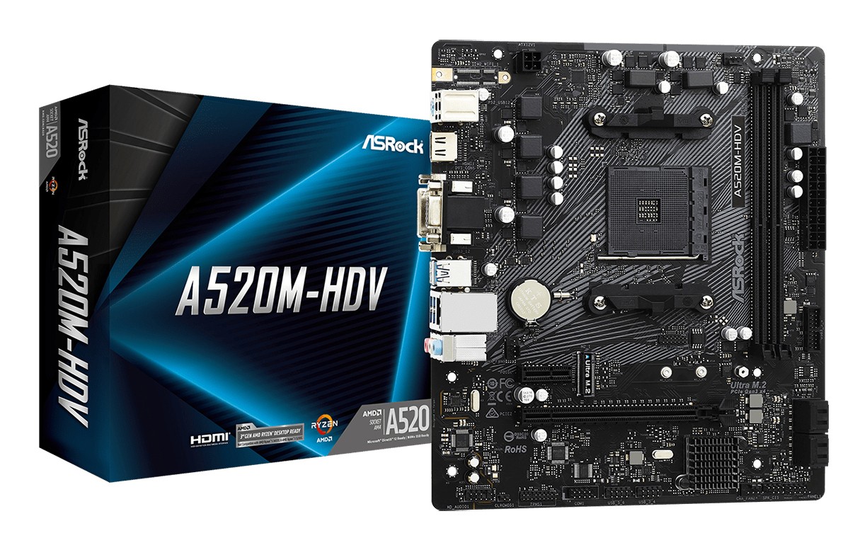 Asrock A520M-HDV Socket AM4 micro ATX Asrock A520M-HDV Socket AM4 micro ATX