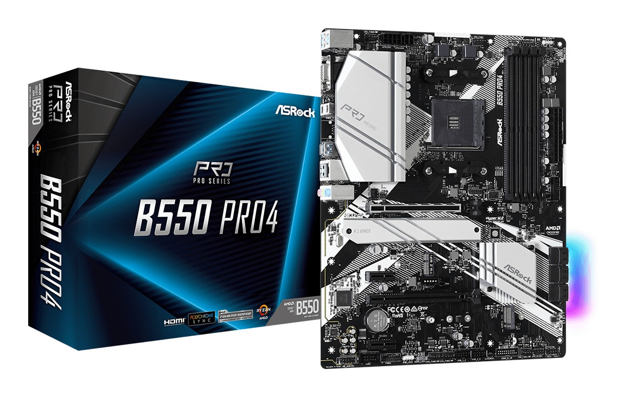 Asrock B550 Pro4 AMD B550 Socket AM4 ATX Asrock B550 Pro4 AMD B550 Socket AM4 ATX