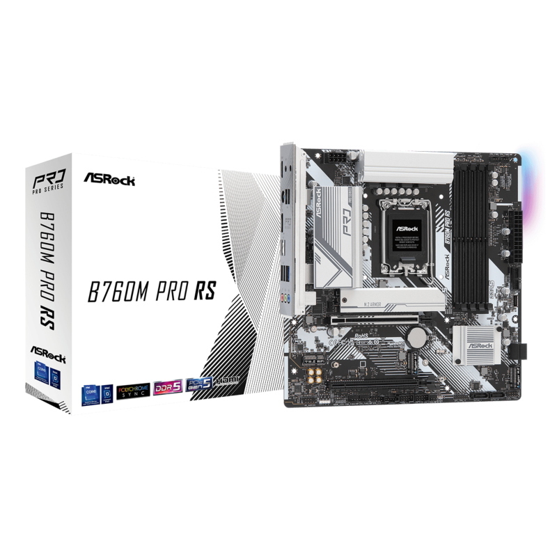 Asrock b760m pro rs/d5 - motherboard - micro atx - lga1700-sockel - b760 chipsatz - usb-c 3.2 gen 1, usb 3.2 gen 1 - 2.5