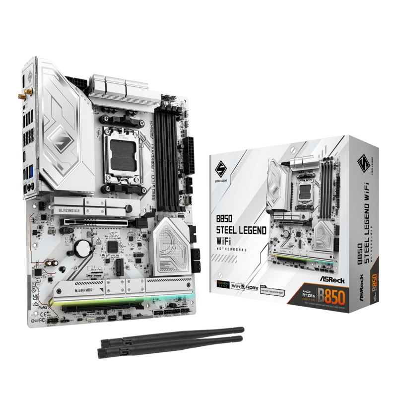 Asrock b850 steel legend wifi - motherboard - atx - socket am5 - amd b850 chipsatz - usb-c 3.2 gen 2x2, usb-c 3.2 gen2,