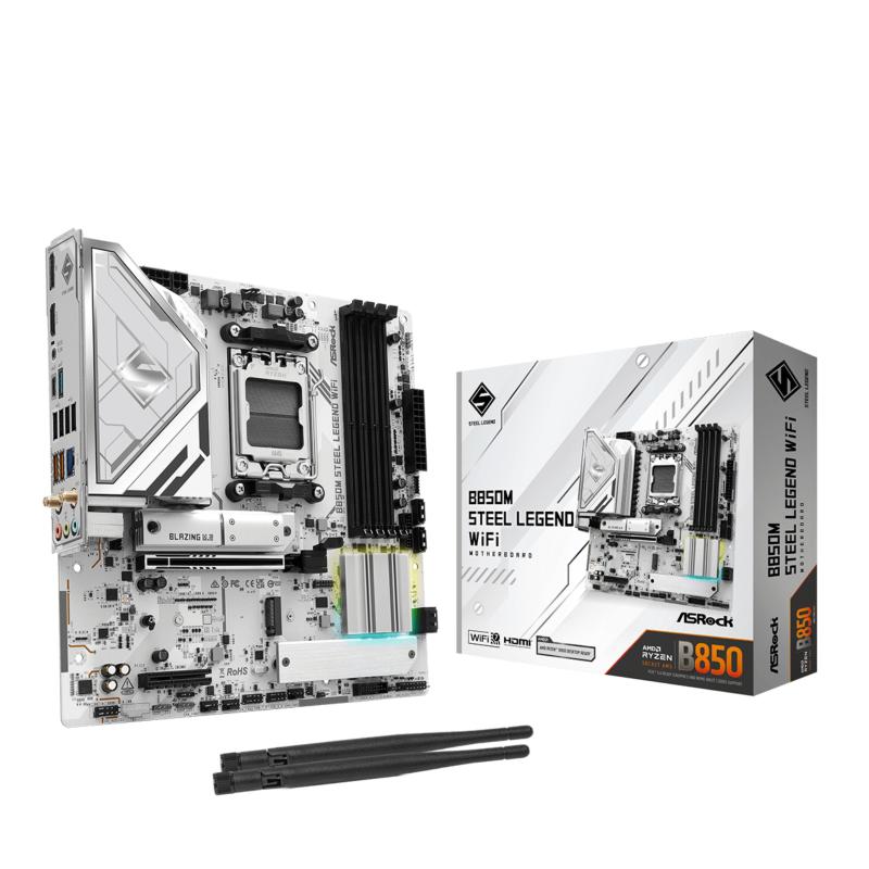 Asrock b850m steel legend wifi - motherboard - micro atx - socket am5 - amd b850 chipsatz - usb 3.2 gen 2, usb-c 3.2 gen