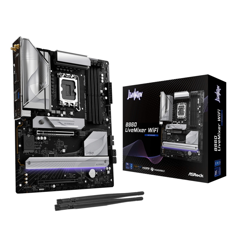 Asrock b860 livemixer wifi - motherboard - atx - lga1851-sockel - b860 chipsatz - usb4, usb 3.2 gen 1, usb-c 3.2 gen 1 -