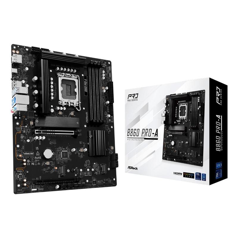 Asrock b860 pro-a intel b860 4*ddr5 3*m.2 4*sataiii sk1851 hdmi/displayport matx