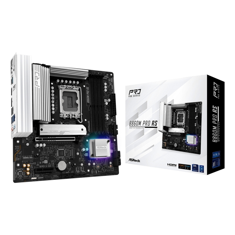 Asrock b860m pro rs - motherboard - micro atx - lga1851-sockel - b860 chipsatz - usb-c 3.2 gen 2x2, usb-c 3.2 gen2, usb