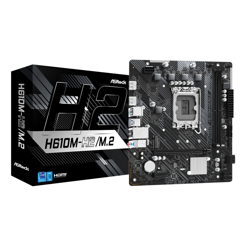 Asrock h610m-h2/m.2 - motherboard - micro atx - lga1700-sockel - h610 chipsatz - usb 3.2 gen 1 - gigabit lan - onboard-g