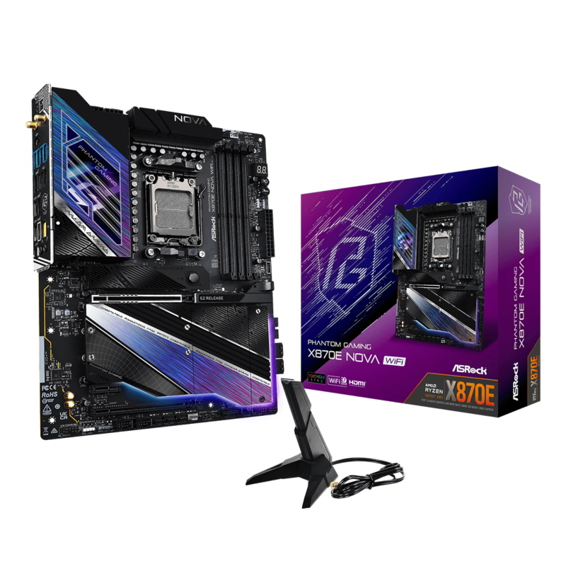 Asrock phantom gaming x870e nova wifi - motherboard - atx -