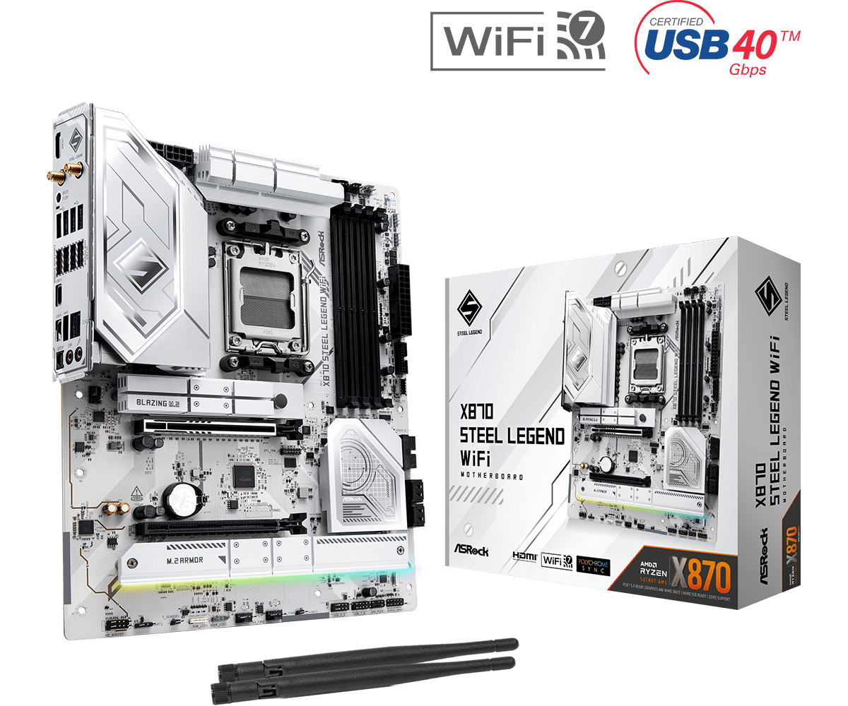 Asrock X870 Steel Legend WiFi AMD X870 Socket AM5 ATX Asrock X870 Steel Legend WiFi AMD X870 Socket AM5 ATX