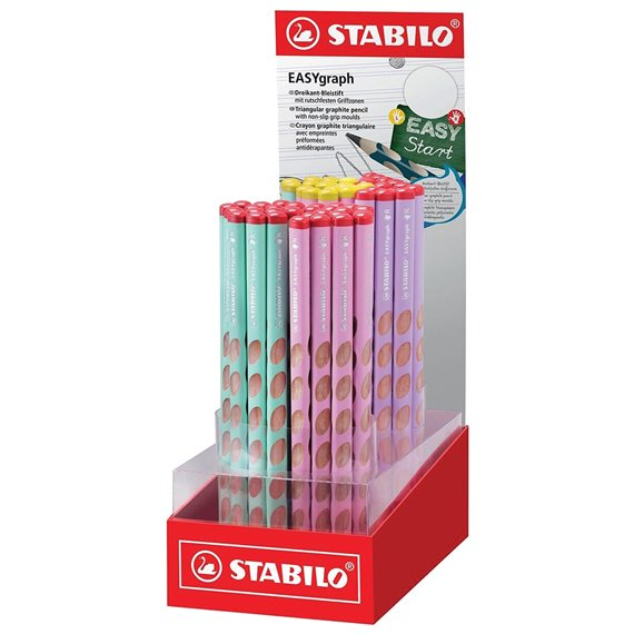 Astuccio espositivo Stabilo Easygraph Pastel con 60 matite di grafite - Per destrimani e mancini - Mina HB da 315 mm - Design ergonomico - Colori assortiti Astuccio espositivo Stabilo Easygraph Pastel con 60 matite di grafite - Per destrimani e mancini - Mina HB da 315 mm - Design ergonomico - Colori assortiti