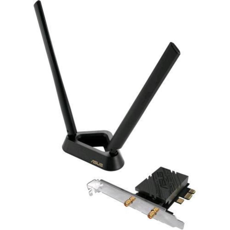 Asus pce-be92bt adattatore pci-e wifi 7, 2 antenne esterne e base magnetizzata, compatibile con 6ghz, 320mhz, bluetooth 5.4, wpa3, compatibile solo con schede madri intel