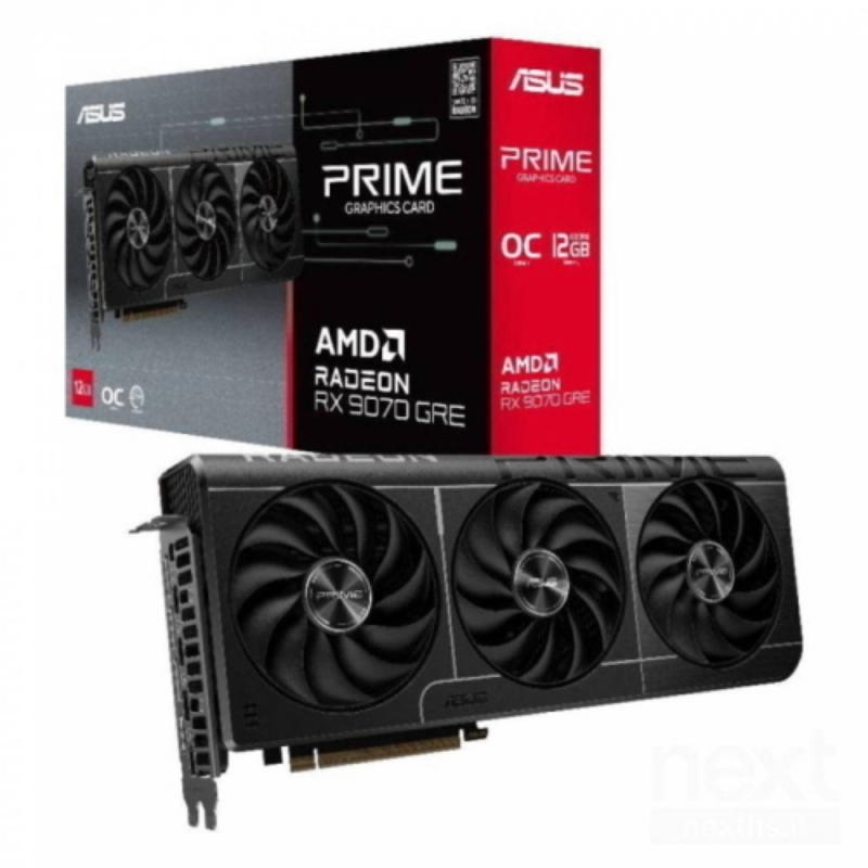 Asus prime radeon rx 9070 gre oc edition 12gb gddr6 pci ex 5.0 16x triple fan - 1 x hdmi 3 x displayport