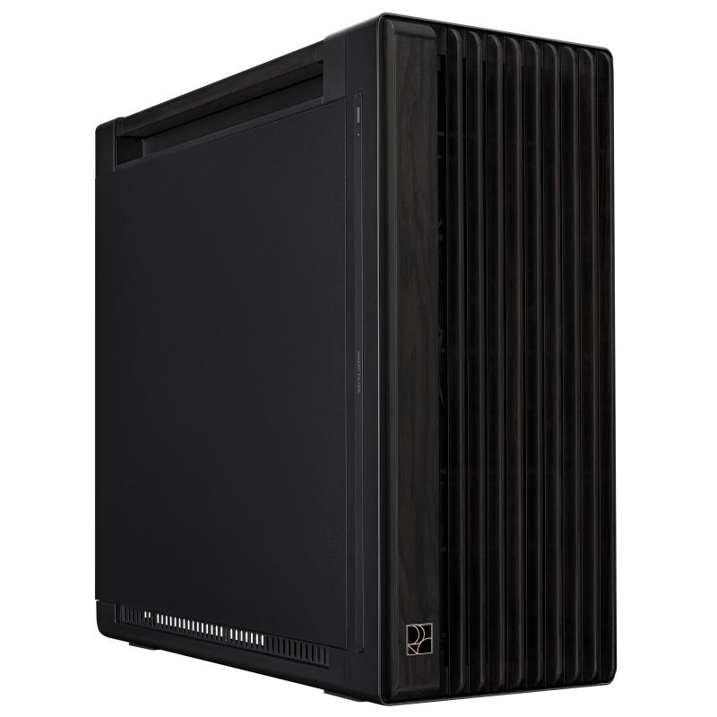 Asus proart pa602 wood pwm black case gaming e-atx in metallo supporto per dissipatore da 420mm ventole da 140mm e 200mm rilevatore di polvere ir presa d`aria laterale nero