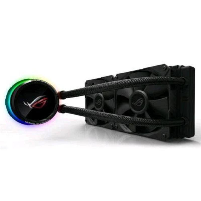 Asus rog ryuo 240 sistema di raffreddamento per cpu all-in-one liquid, display oled, aura sync rgb, 2 ventole di raffreddamento da 120 mm, nero