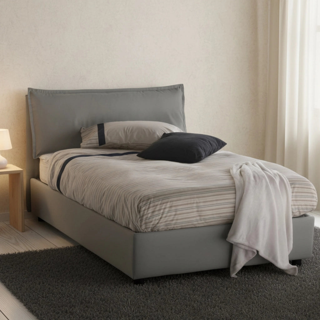 Attinia, Letto Piazza e Mezza Materasso Incluso Made in Italy, Grigio