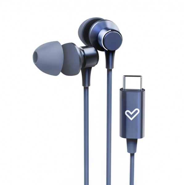 Auricolari cablati metallizzati Energy Sistem Tipo C - Microfono - Controller a 3 pulsanti - Custodia per il trasporto - Blu