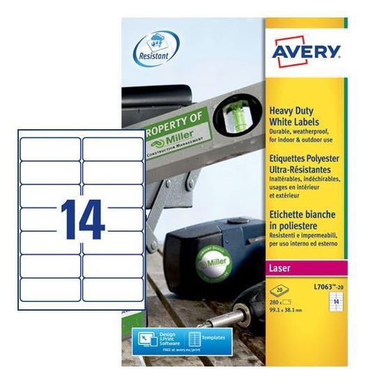 Avery Etichette 99 1X38 1 - X Foglio 14 (20FF.) (280 Etichette) L7063-20
