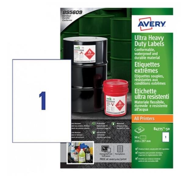 Avery Etichteslin 210x297 Laserink 50ff B4775-50 Avery Etichteslin 210x297 Laserink 50ff B4775-50