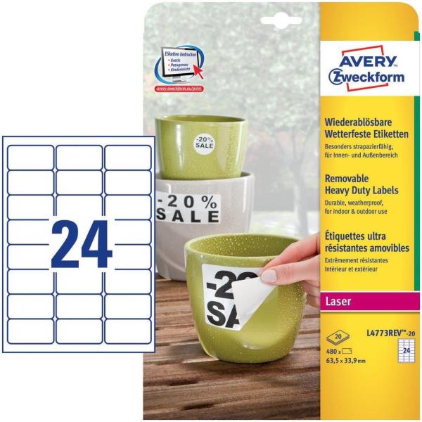 Avery Etic.poliestere 63.5X33.9 20FF L4773REV-20